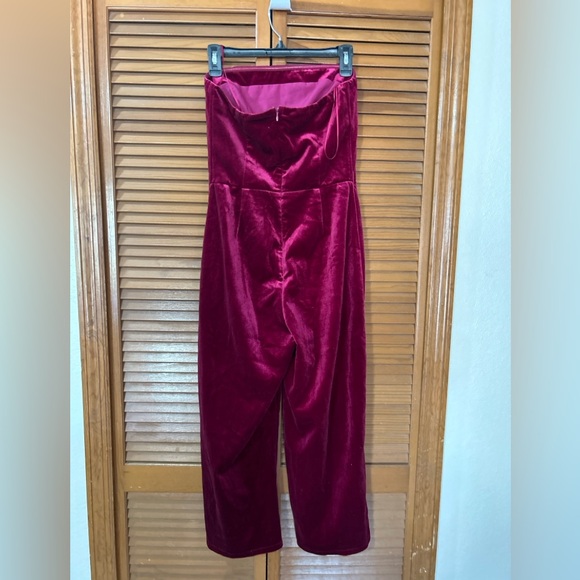 Lucy Paris Womens Strapless Velvet Jumpsuit, Burgundy, xs - Picture 6 of 9
